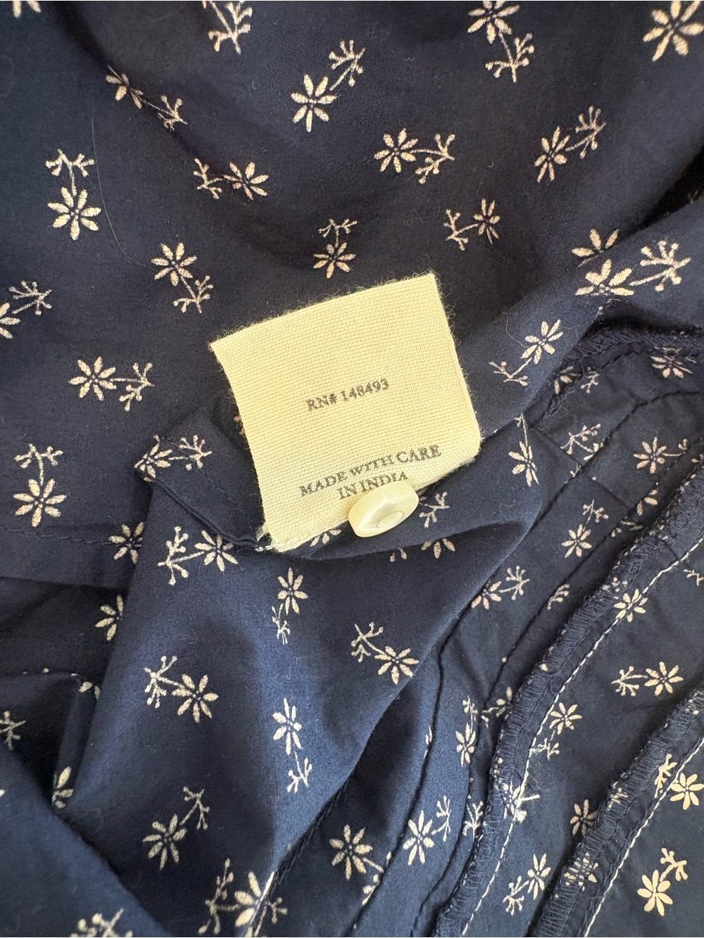 DOEN Navy Beatrice long sleeve floral dress - Picture 9 of 12